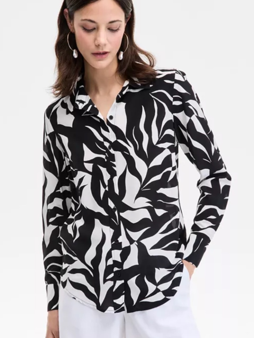 I.N.C. International Concepts Zebra Print Button Front Blouse XL NWOT